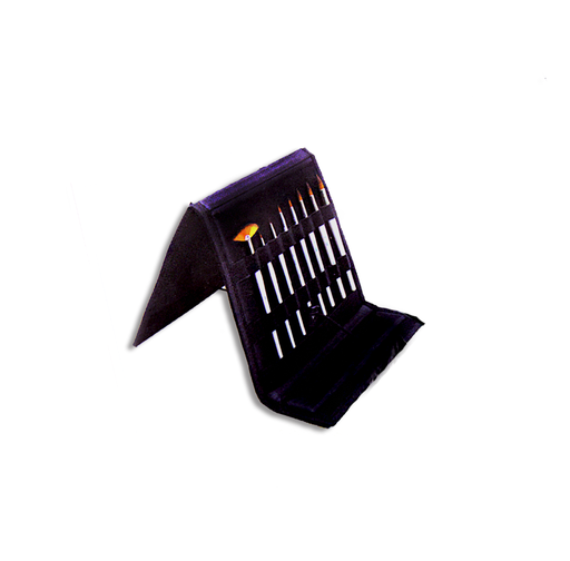 [NB 16] Comet - Golden Synthetic Taklon Brush with Short Handle - Set of 16 Brushes and Brush Case