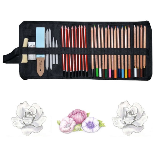 [NB D-32] Drawing Pencil Set with Wrap Case - 32 Pcs