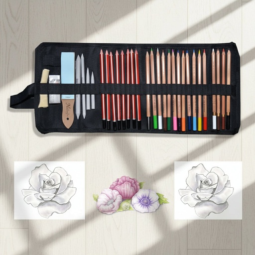 [NB D-32] Drawing Pencil Set with Wrap Case - 32 Pcs