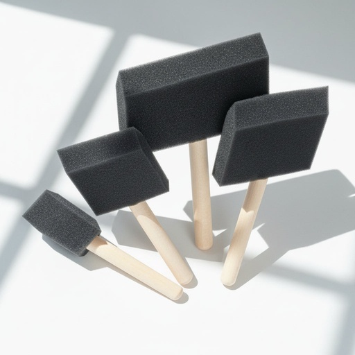 [FC 907F-1] Black Foam Paintbrush - Wooden Handle, 1"