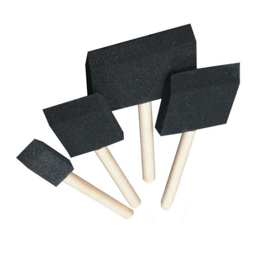 [FC 907F-3] Black Foam Paintbrush - Wooden Handle, 3"