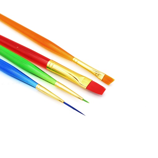 [AT-9] Synthetic Hair Brushes with Multicolored Handle - Set of 6
