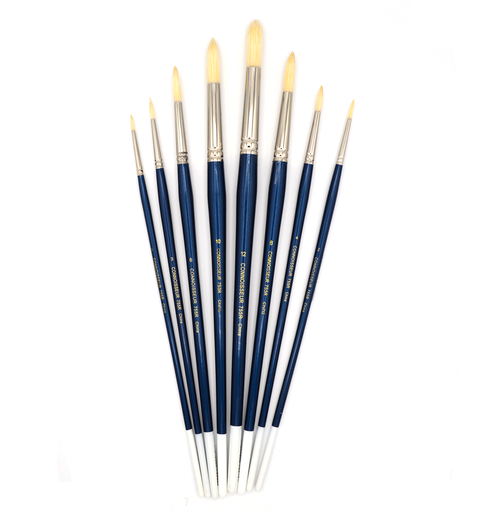 [CN 755R-6] Connoisseur - Hog Bristle Long Handle Brush, Round #6