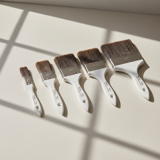 [FC 3500-1] Brown Bristle Brush with White Handle - Flat 1"