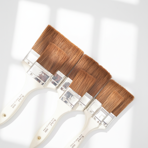 [FC 3500-1.5] Brown Bristle Brush with White Handle - Flat 1.5"