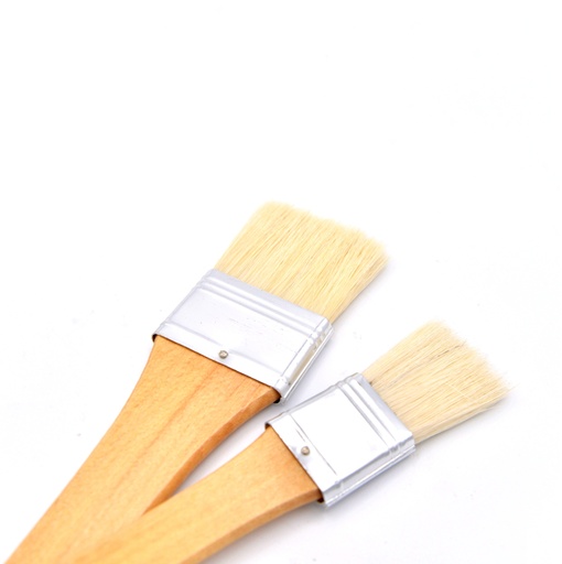 [FC 751-4] pinceau à poils blancs avec long manche en bois - Plat 1 7/8"