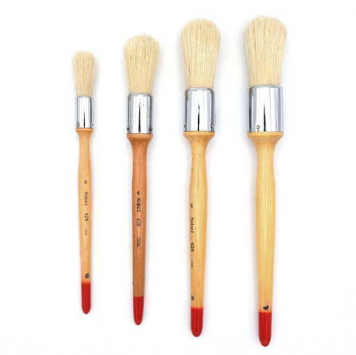 [FC 428-0] White Hog Bristle Brush - Round Sash, 5/8"