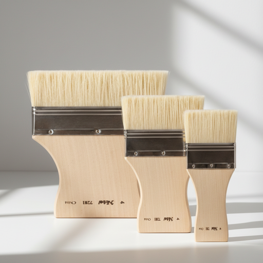 [FC 7281-6] Flat White Hog Bristle Decorator's Brush with Short Handle - 6"