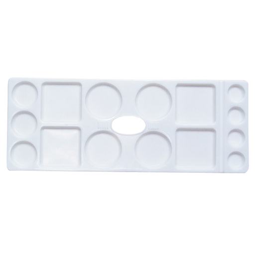 [FC 404-13] Plastic Color Palette with 15 Wells and Thumb Hole (4 Small-Round, 3 Medium-Round, 4 Large-Round, 4 Square)