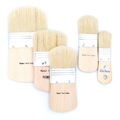 [FC 718-1] Hog Bristle Decorator's Brush with Short Wide Wood Handle - Filbert 1"