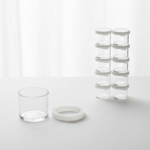 [FC 404-20CM] 8 Clear Plastic Cups With Cover, 1 1/" x 1 1 1/2"