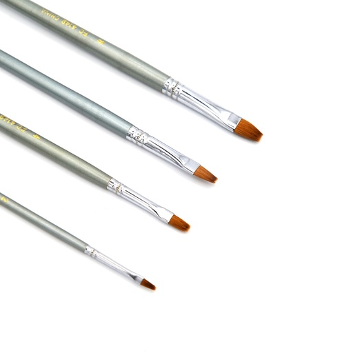 [NB 414-S4] Premium Professional Pure Red Sable Brush with Long Handle - Set of 4 Bright Brushes