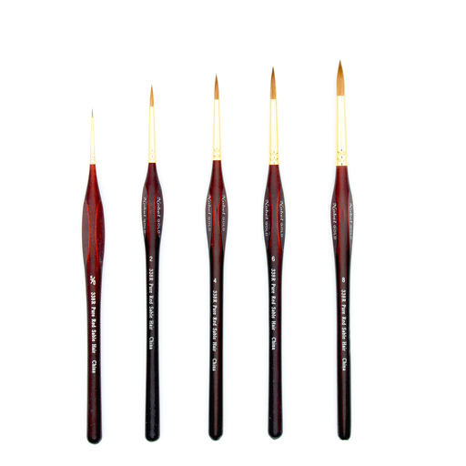 [NB 338R-2/0] Gold - Red Sable Hair Brush with 24K Gold Ferrule and Triangular Handle - Round #2/0