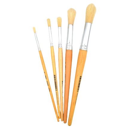 [FC 582NS-12] Eterna - White Hog Bristle Brush With Short Handle - Round #12