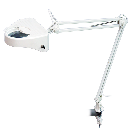 [TN LTS124] White Swing Arm Magnifier Lamp - Clamp-On Style