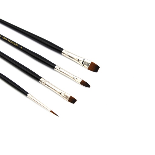 [NB 169-S4] Aquaflex - Brown Synthetic Hair Brush - Set of 4 (Round, Angular, Bright)