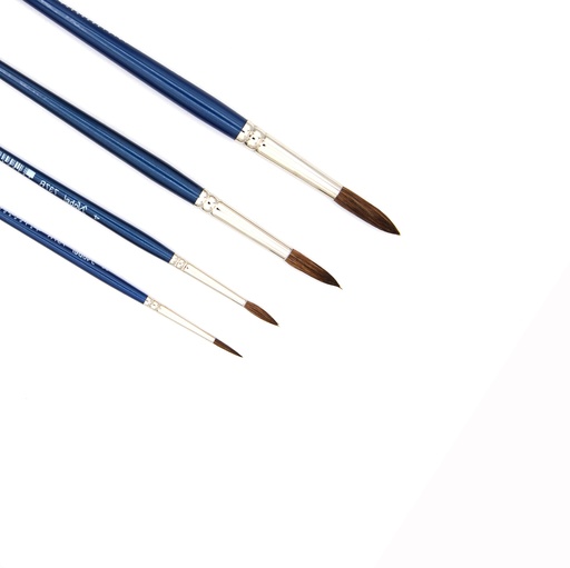 [NB 737R-S4] Aquarius - Pony & Ox-Ear Camel Hair Short Handle Brushes - Set Of 4