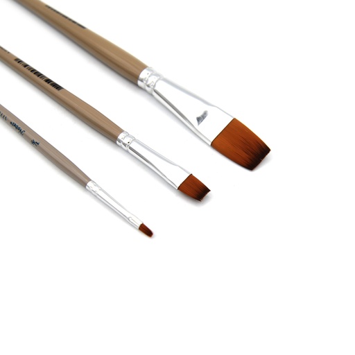 [NB 177B-S3] Comet - Set Of 3 Bright Golden Synthetic Short Handle Brushes