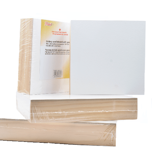 [PGBM41F-88] 1 5/8" Gallery Wooden Cradleboard, Gesso Surface Primed, 8" X 8"