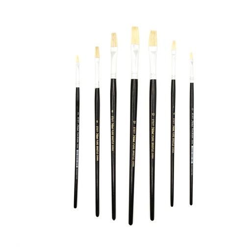 [ET 577-4] Eterna - White Hog Bristle Brush with Short Black Handle - Flat #4