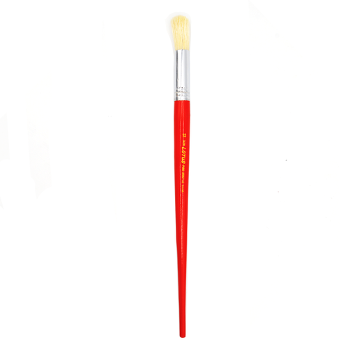 [FC 747R-12] Lotus - Large White Hog Bristle Brush with Long Handle - Round #12 