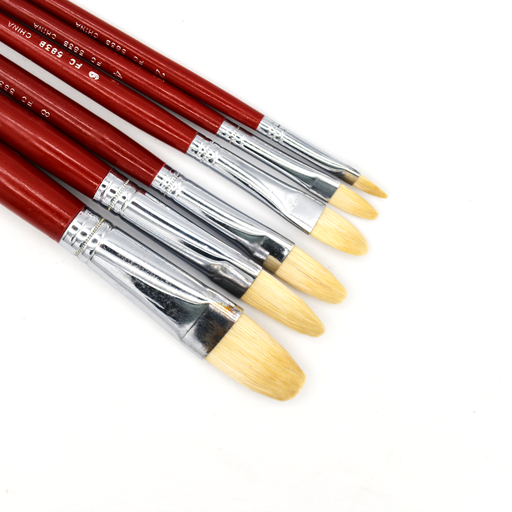 [FC 583B6] White Hog Bristle Brush, Set Of 6