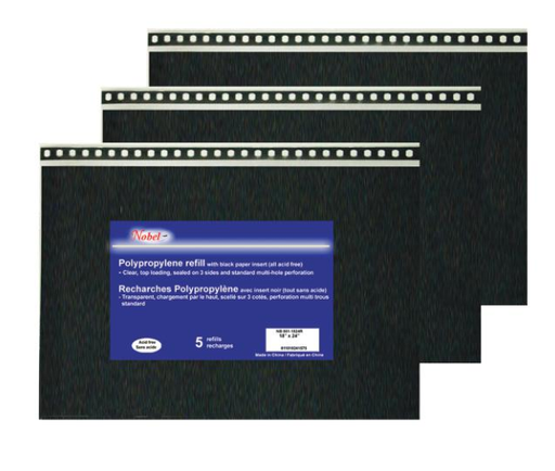 [FC 881-IN2436] Clear Polypropylene Sleeve Refill For Presentation Portfolio With Black Paper 24" x 36" - 5 pcs