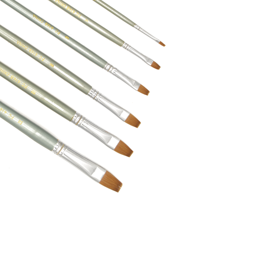 [FC 414B-S6] Set of 6 Pure Red Sable Brush with Long Handle - Bright