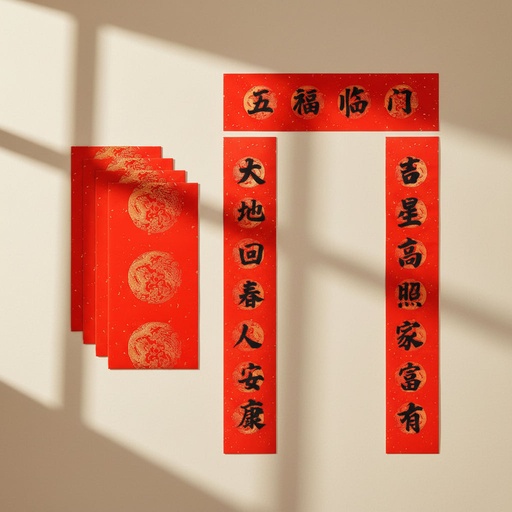 [FC RS3] Dui Lian - Blank Chinese Red Couplet Paper with Phoenix and Dragon patterns