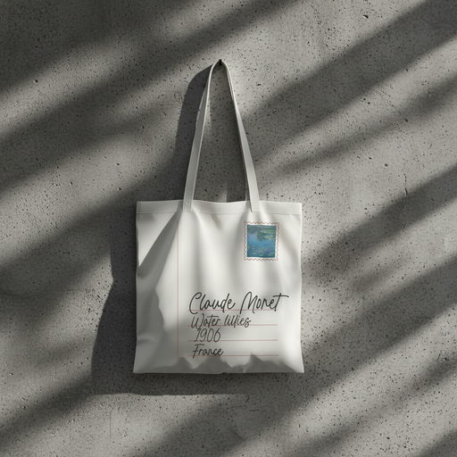 [NB TB1] Monet Postcard Tote Bag - 100% Cotton with Zipper and Inner Pouch