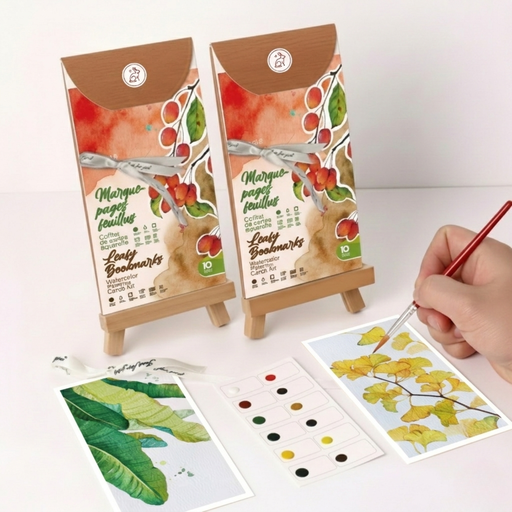 [NB YL31-10] Watercolor Painting Cards Kit - Leafy Bookmarks, 10 Sheets (3.7 x 7")