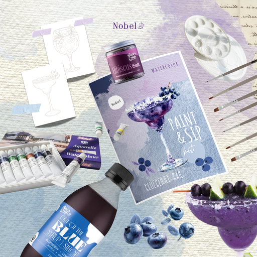 [NB KIT-PSW3] Paint and Sip - Watercolor Blueberry Bar Kit