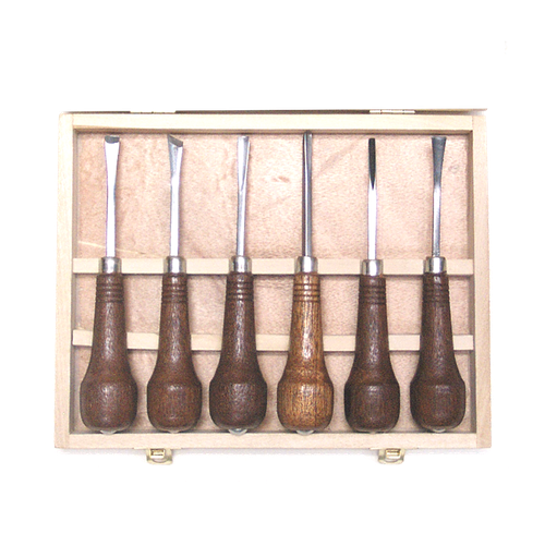 [FC 400-166] Palm Grip Carving Chisels with Wooden Box - Set Of 6