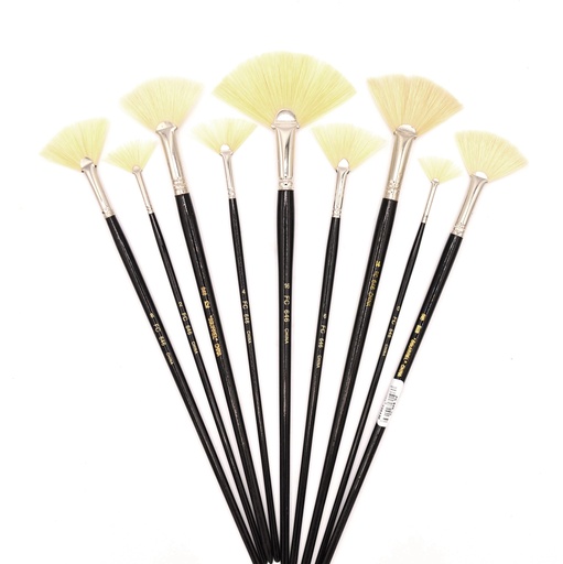 [FC 646-12] White Hog Bristle Brush with Long Black Handle - Fan #12