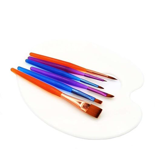 [AT-6] Paint Brushes with Palette Kit (5 Brushes & oval plastic palette) 