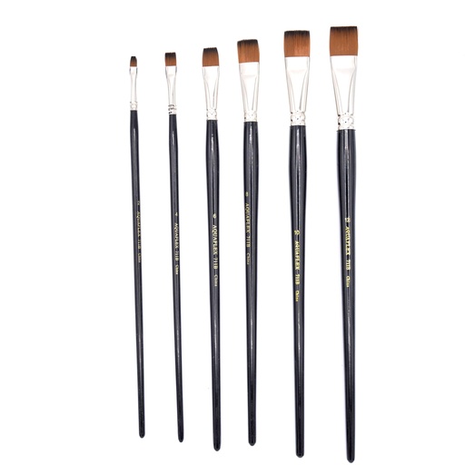 [AQ 711FA-2] Aquaflex - Golden Synthetic Brush, Long Handle, Fan, #2