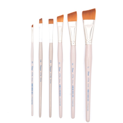 [NB 177A-3/8] Comet - Golden Synthetic Short Handle Brush, Angular #3/8