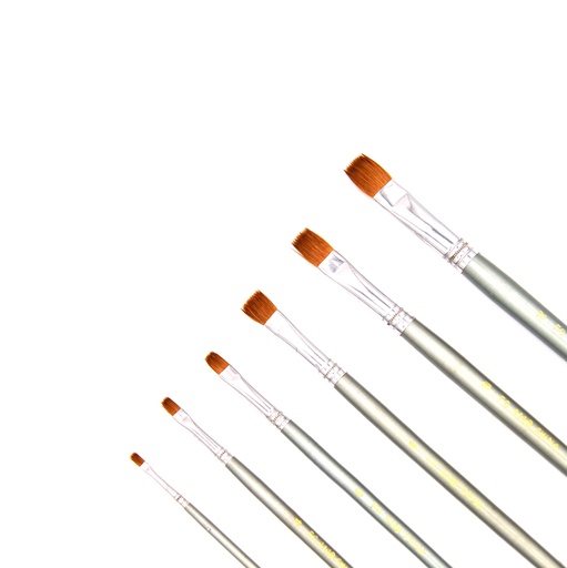 [FC 414-B1] Pure Sable Hair Brushes with Long Handle - Set of 6