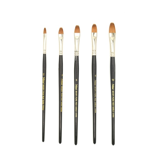 [FC 9915FI-2] Pure Red Sable Brush with Short Handle - Filbert #2