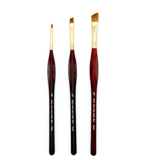 [NB 338A-3/8] Nobel Gold pinceau à poils en Martre Rouge avec Virole en Or 24K et Manche Triangulaire - Coudé 3/8"