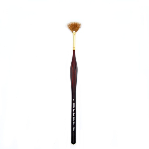 [NB 338FA-0] Gold - Red Sable Hair Brush with 24K Gold Ferrule and Triangular Handle - Fan #0