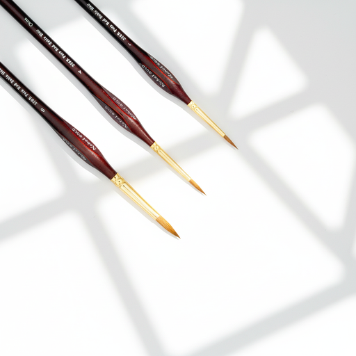 [NB 338R-4] Nobel Gold pinceau à poils en martre rouge avec virole en or 24 carats et manche triangulaire - Ronde