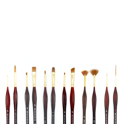 [NB 338R-6] Gold - Red Sable Hair Brush with 24K Gold Ferrule and Triangular Handle - Round #6