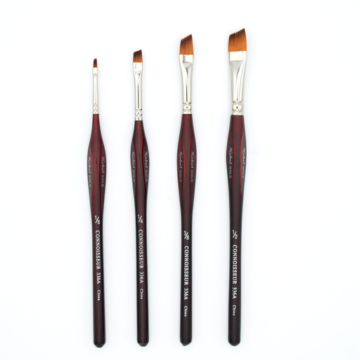 [NB 336A-1/8] Gold (Merit) - Golden Synthetic Hair Brush with Triangular Handle - Angled #1/8