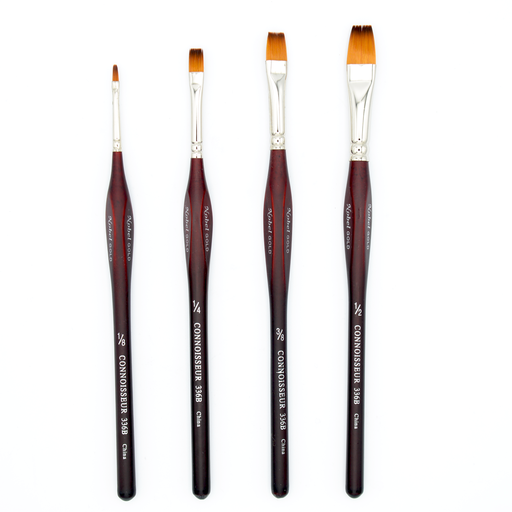 [NB 336B-1/4] Gold (Merit) - Golden Synthetic Hair Brush with Triangular Handle - Bright 1/4"