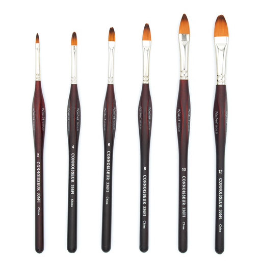 [NB 336FI-2] Gold (Merit) - Golden Synthetic Hair Brush with Triangular Handle - Filbert #2