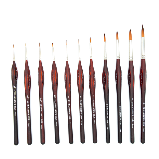 [NB 336R-8] Gold (Merit) - Golden Synthetic Hair Brush with Triangular Handle - Round #8