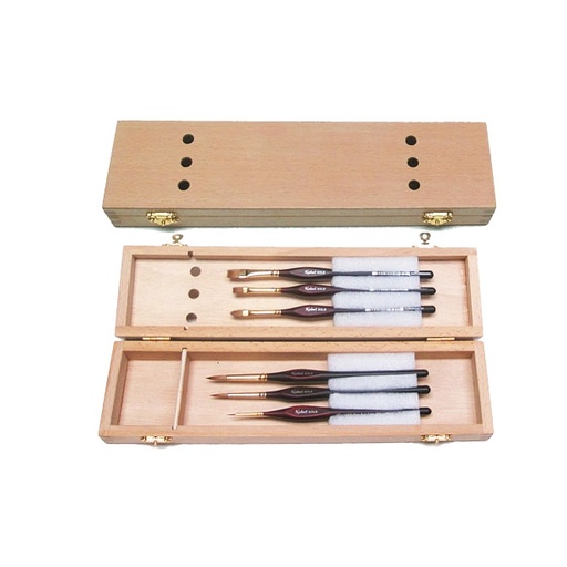 [FC 805-107B] Boîte à pinceaux avec fermoirs en métal pour aquarelle, 3 1/2" x 13 1/4" x 1 1/2"