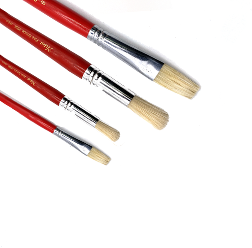 [NB 255-S4] Pure White Hog Bristle Brushes - Set of 4 Mixed