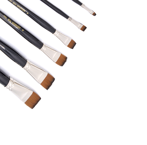 [NB 711B-S6] Aquaflex - Brown Synthetic Taklon Brush with Long Handle - Set Of 6 Bright Brushes